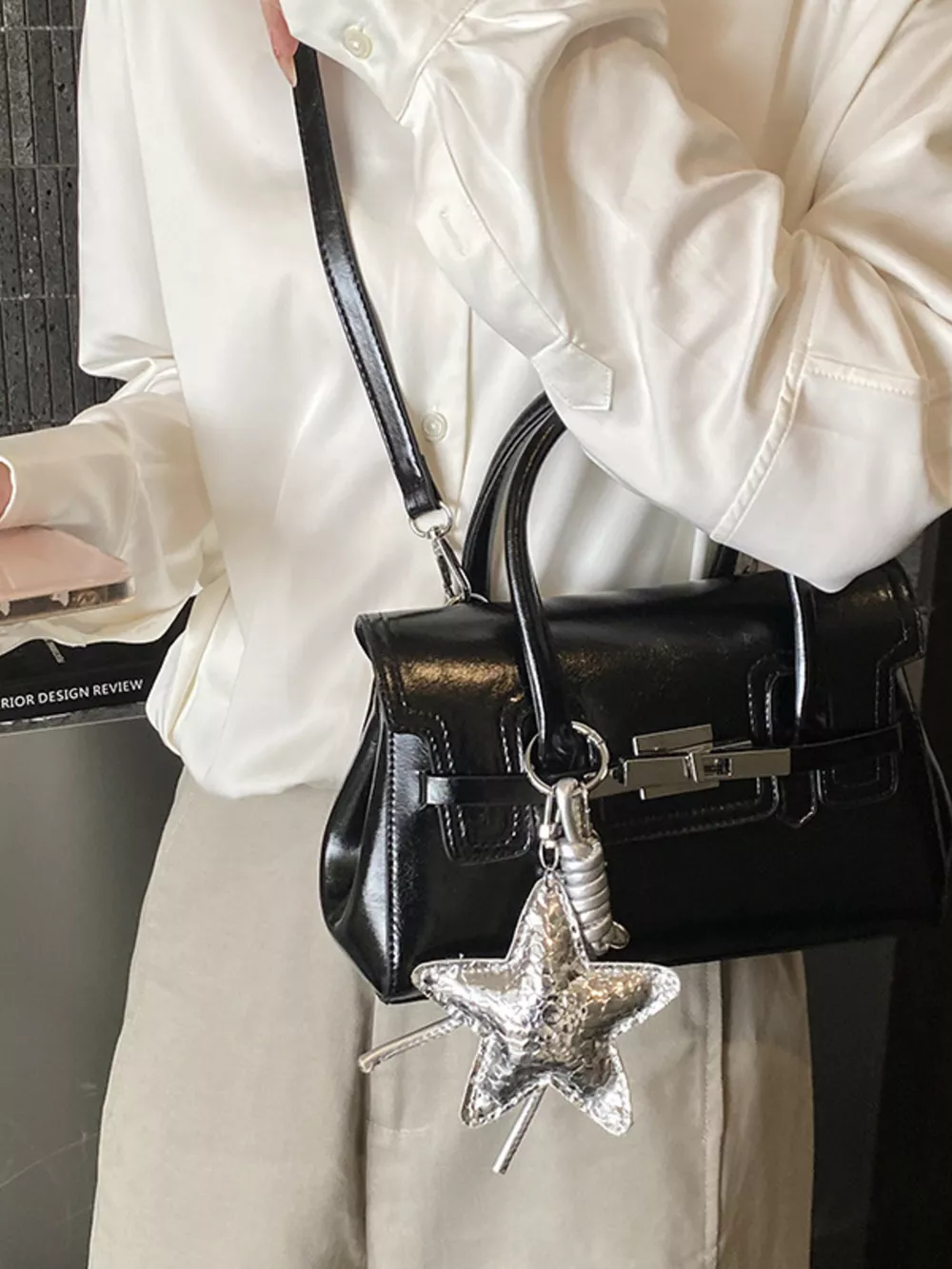 Leather Top Handle Crossbody Bag, image 4