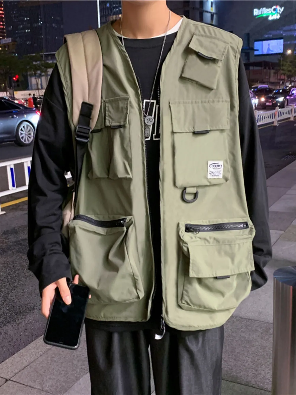 Men's Plus Size Zip Up Cargo Vest