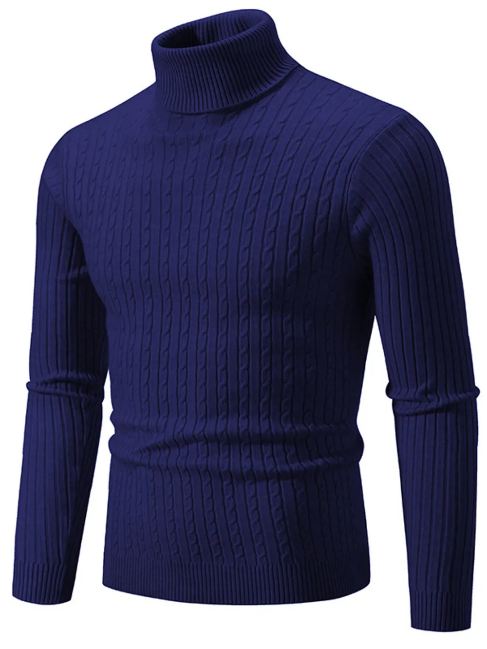 Men's Plus Size Ribbed Turtleneck Long Sleeve Sweater, image 9