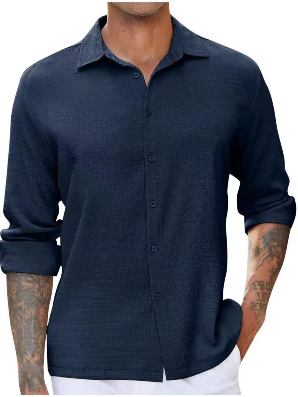 Men's Full Size Long Sleeve Button Down Shirt Plus Size, image 5