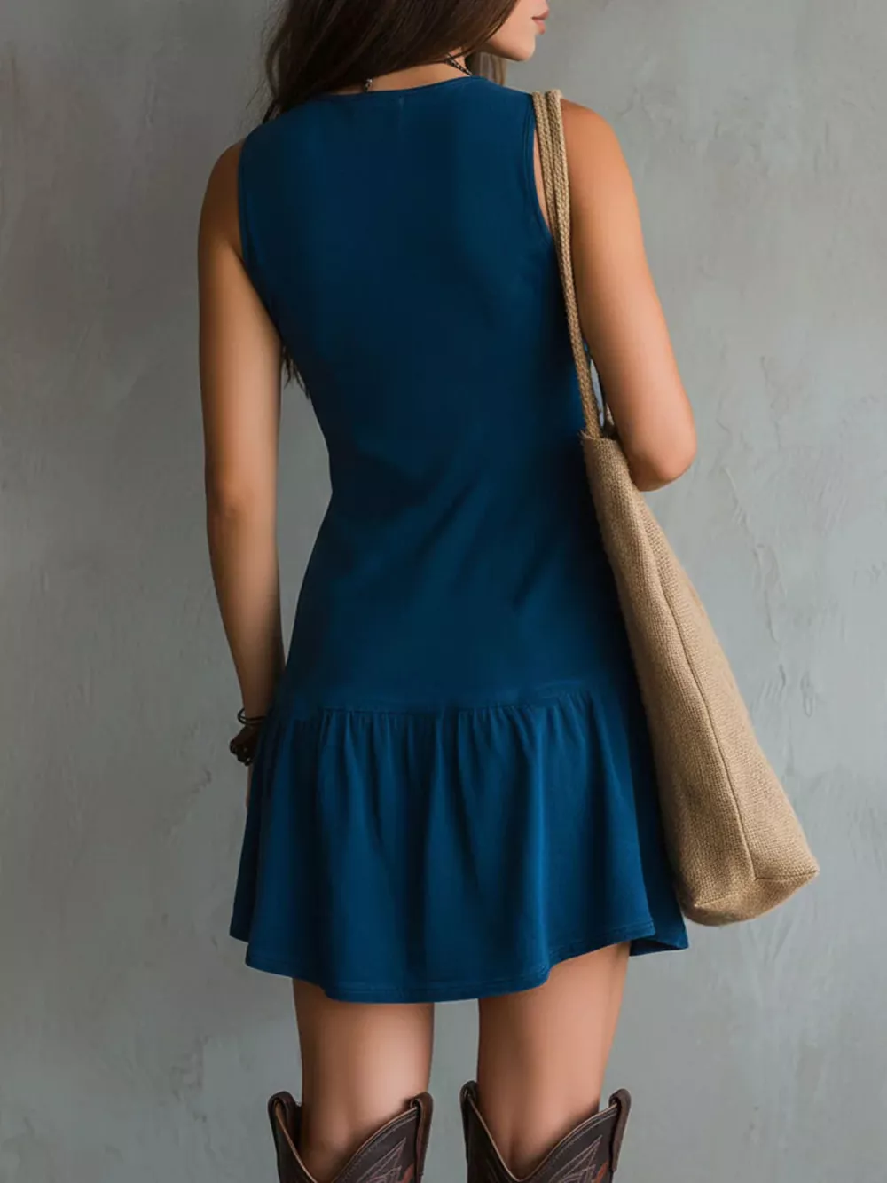 Full Size Sleeveless V-Neck Mini Dress Plus Size, image 5