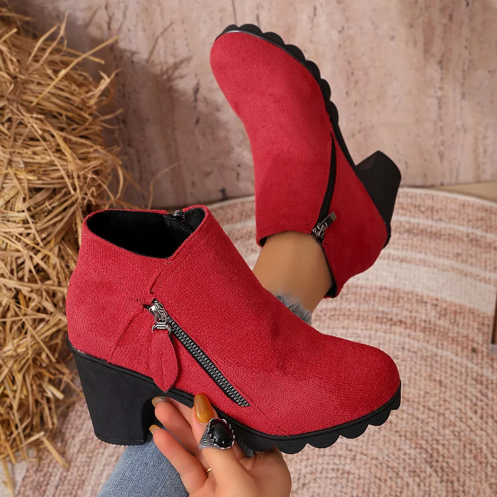 Round Toe Block Heels Boots, image 14
