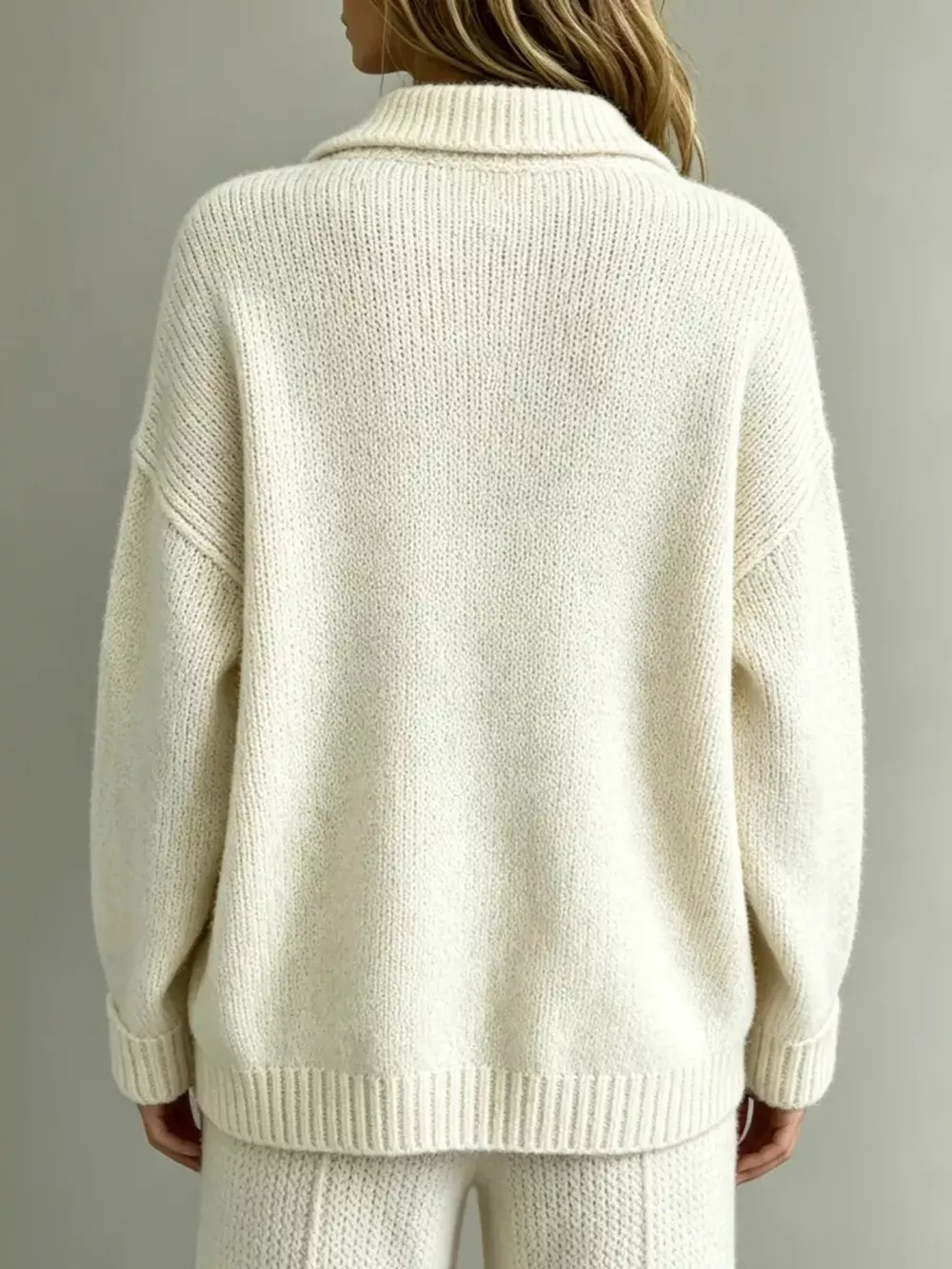 Full Size Button Detail Dropped Shoulder Sweater Plus Size, image 2