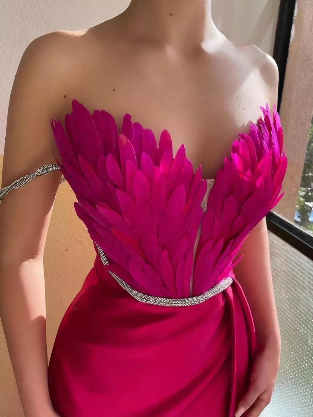 Feather Embellished Slit Maxi Dress, image 13