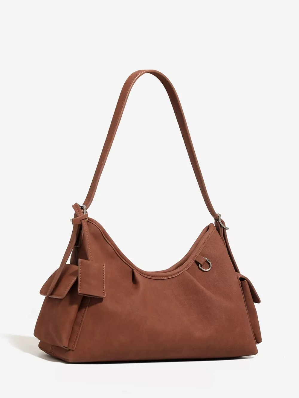 Suede Ruched Shoulder Bag