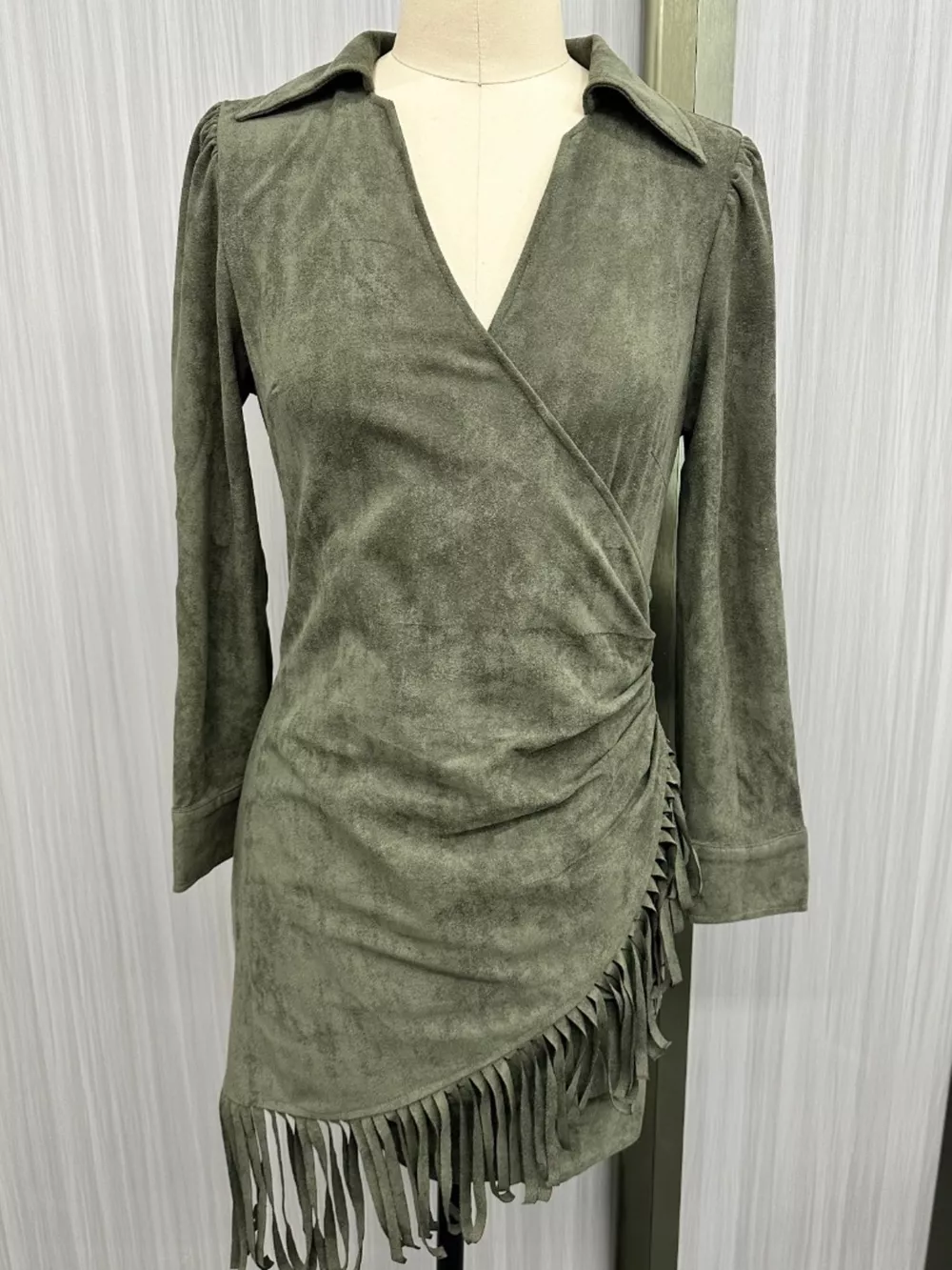 Fringed Long Sleeve Mini Dress, image 4