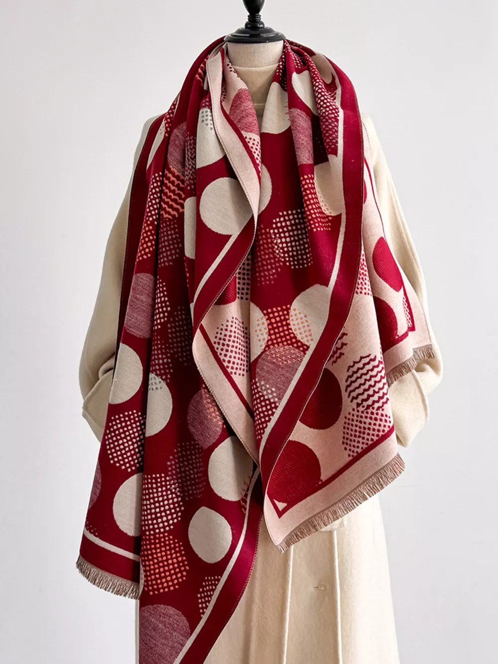 Polka Dot Raw Hem Scarf, image 6