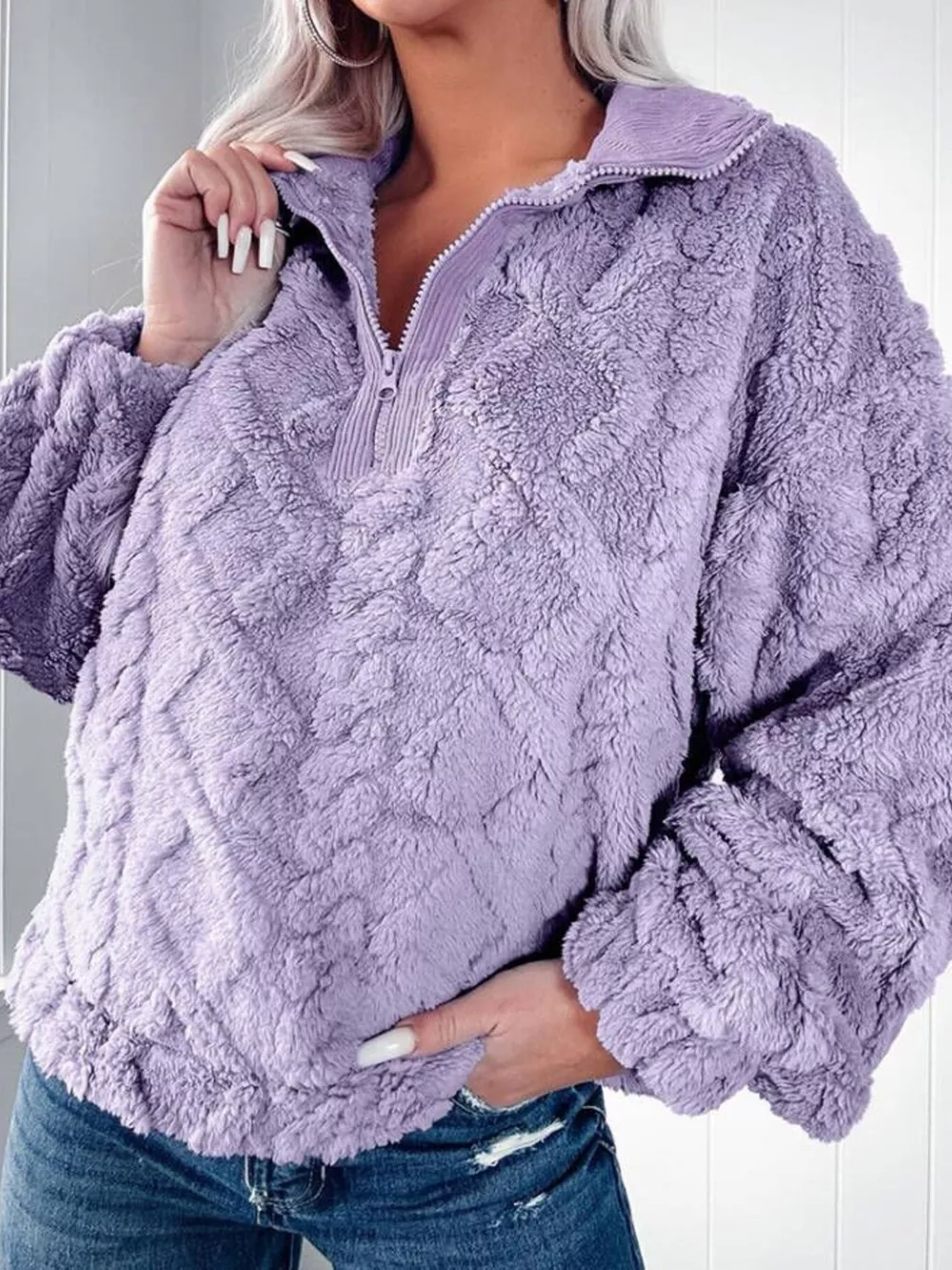 Cozy Fleece Quarter Zip Sweatshirt, image 12