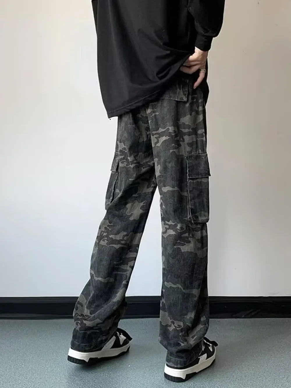 Men's Full Size Camouflage Wide Leg Cargo Jeans Plus Size, image 4