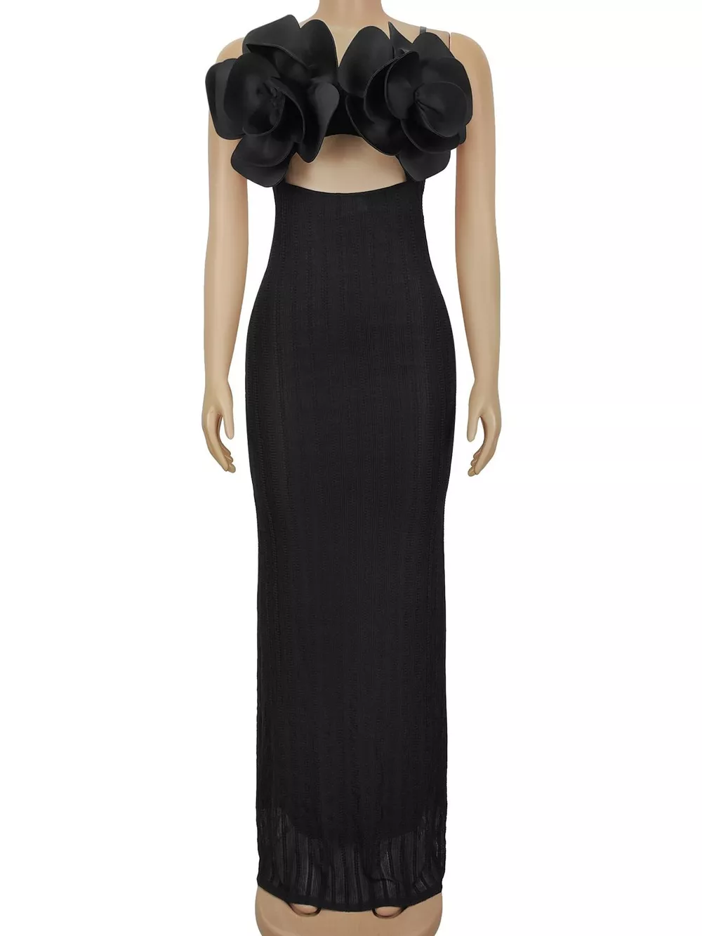 3D Flower Cutout Spaghetti Strap Bodycon Maxi Dress, image 6