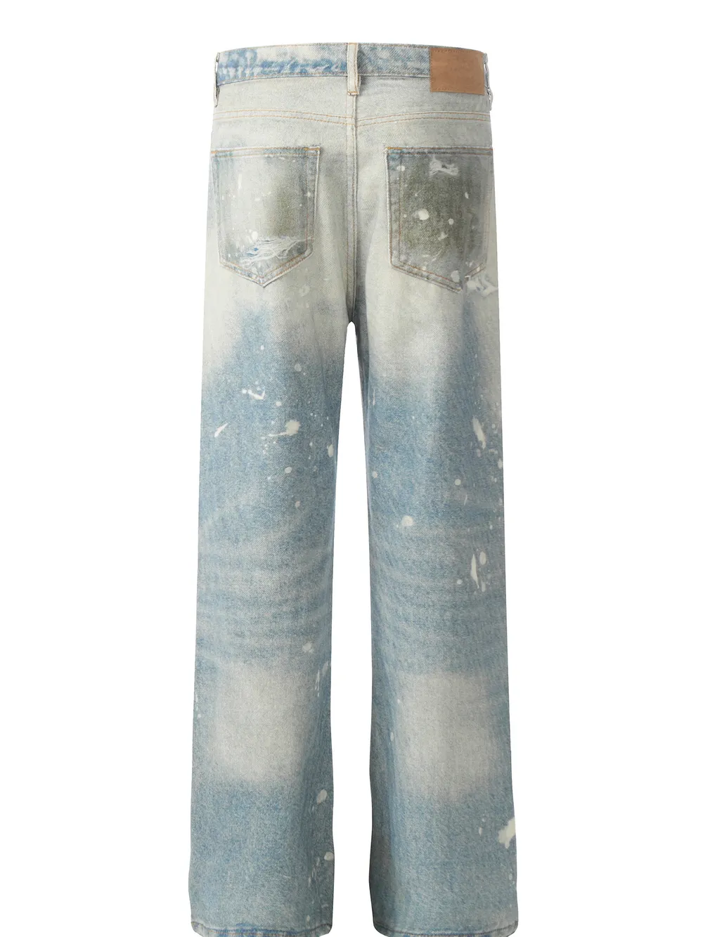 Men's Vintage Paint-Splattered Wide-Leg Jeans, image 3