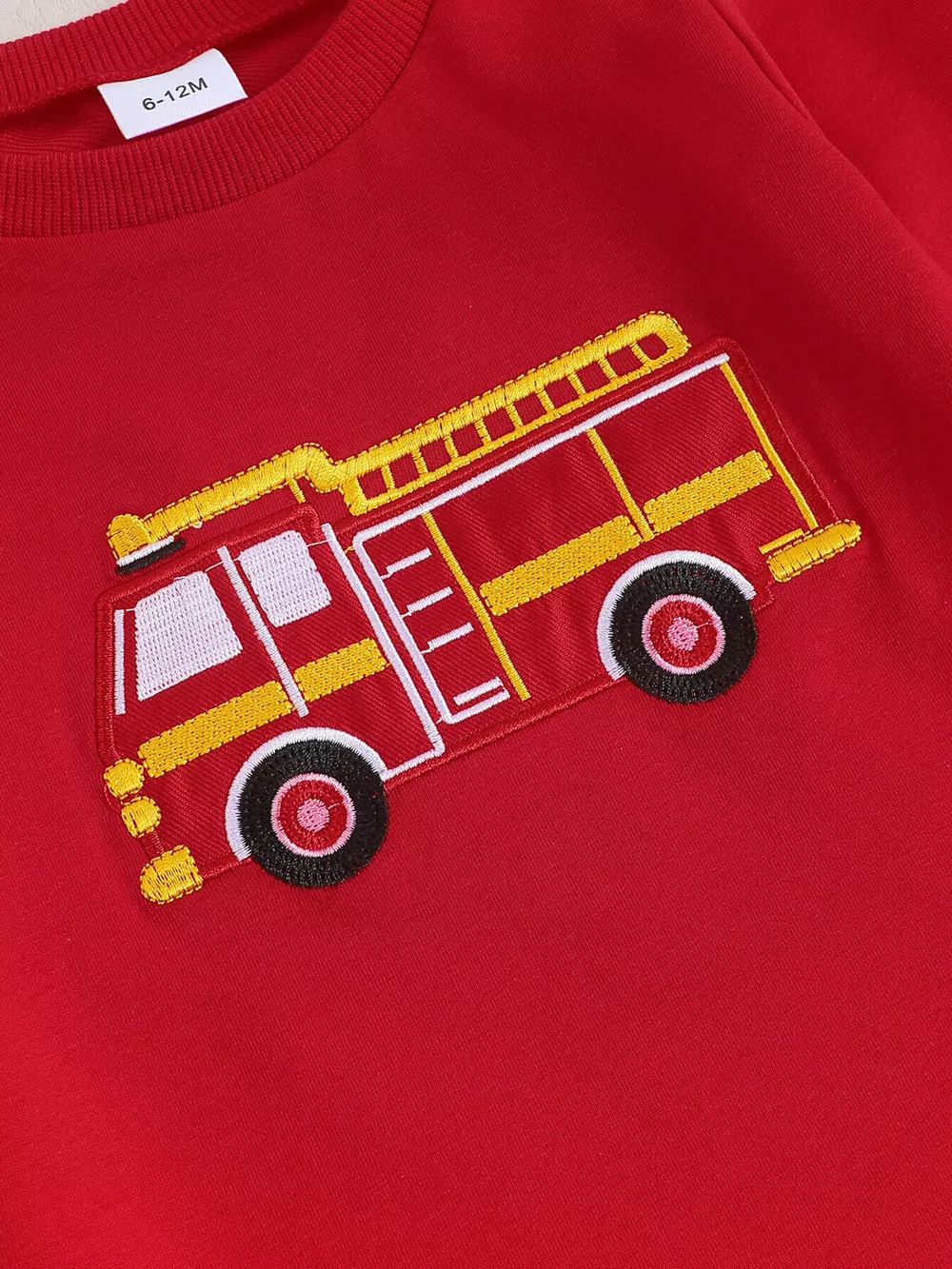 Children's Fire Truck Embroidered Top and Pants Set, image 3