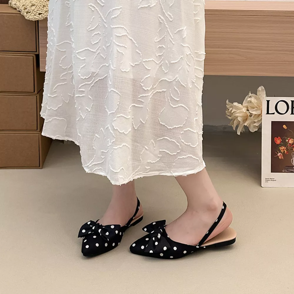 Bow-Decorated Pointed-Toe Slingback Sandals, image 7