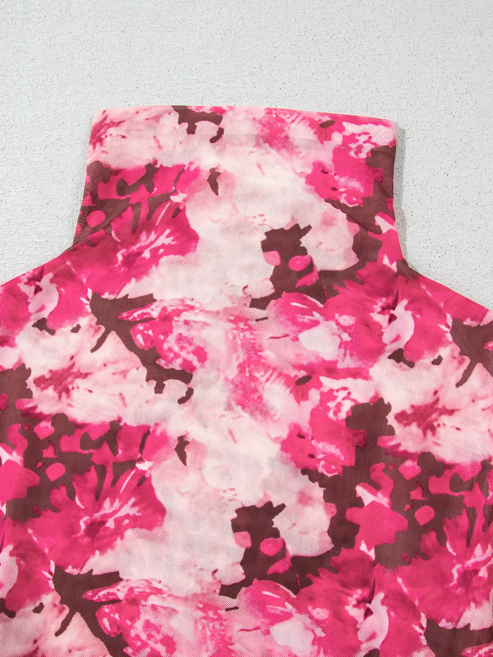 Floral Mesh Flounce Sleeve Mock Neck Blouse, image 10