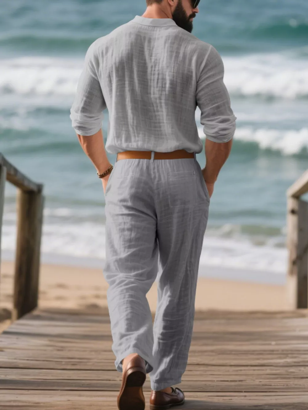 Men's Full Size Long Sleeve Top and Pants Set Plus Size, image 3