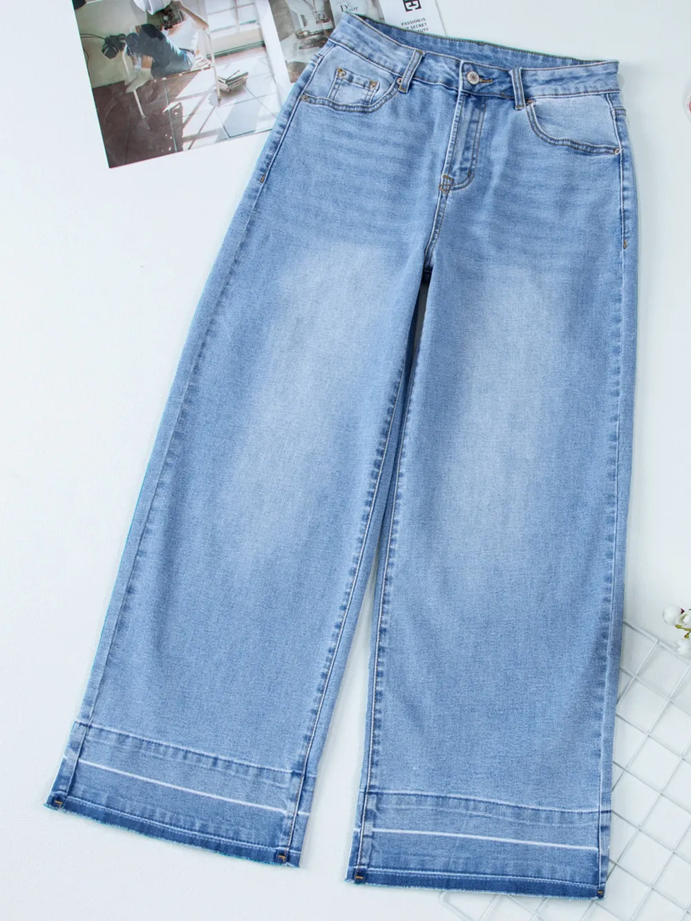 High Waist Wide Leg Washed Jeans, image 22