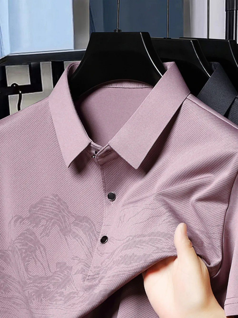 Men's Plus Size Button Detail Short Sleeve Polo, image 7