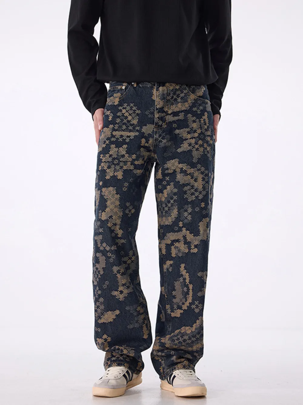 Men's Printed Wide Leg Cargo Pants, image 8