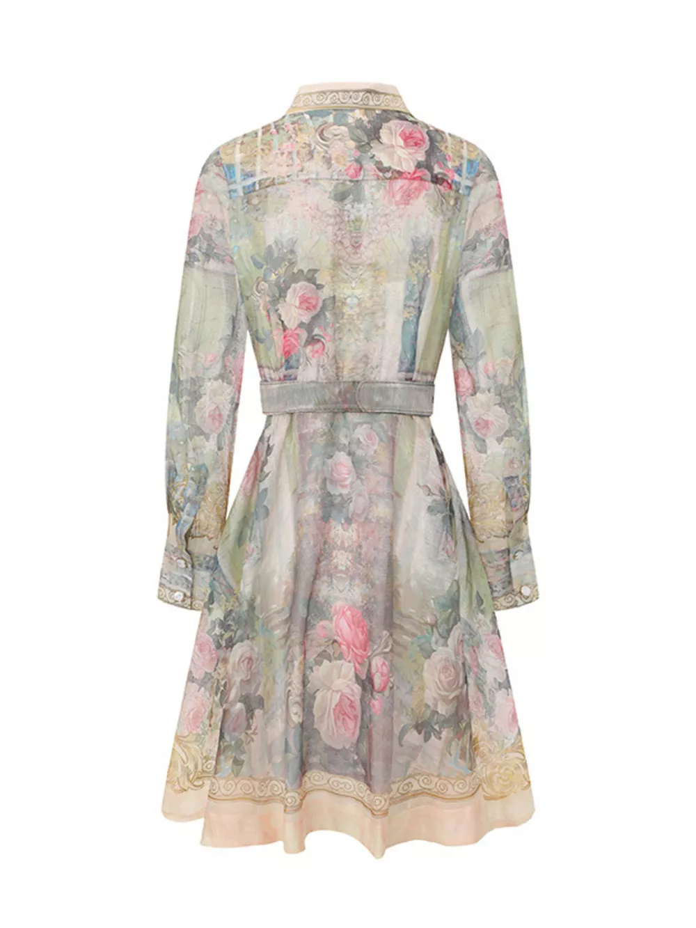 Floral Print Belted Shirt Dress, image 2