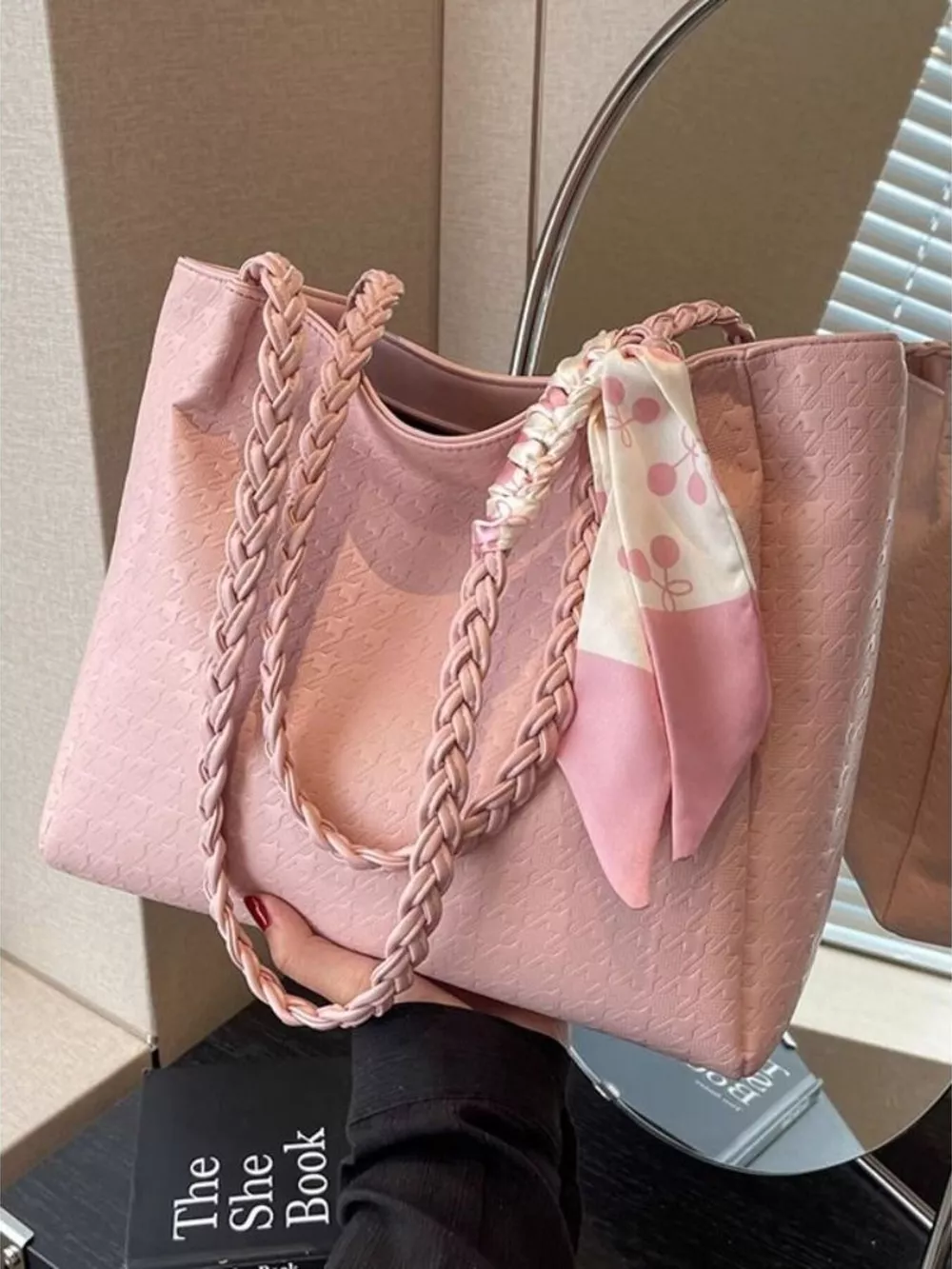 Braided Handle Tote Bag, image 9