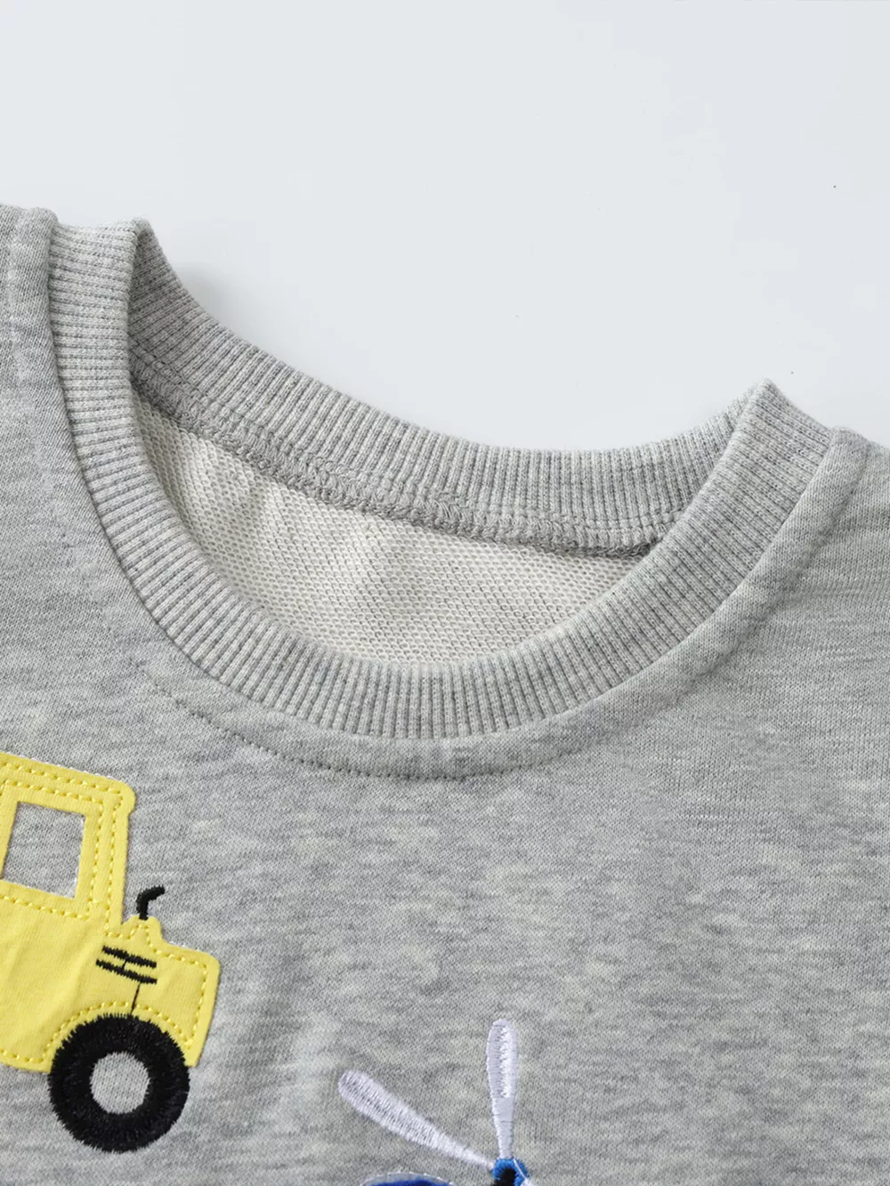 Children's Cartoon Vehicle Graphic Crew Neck Sweatshirt, image 3