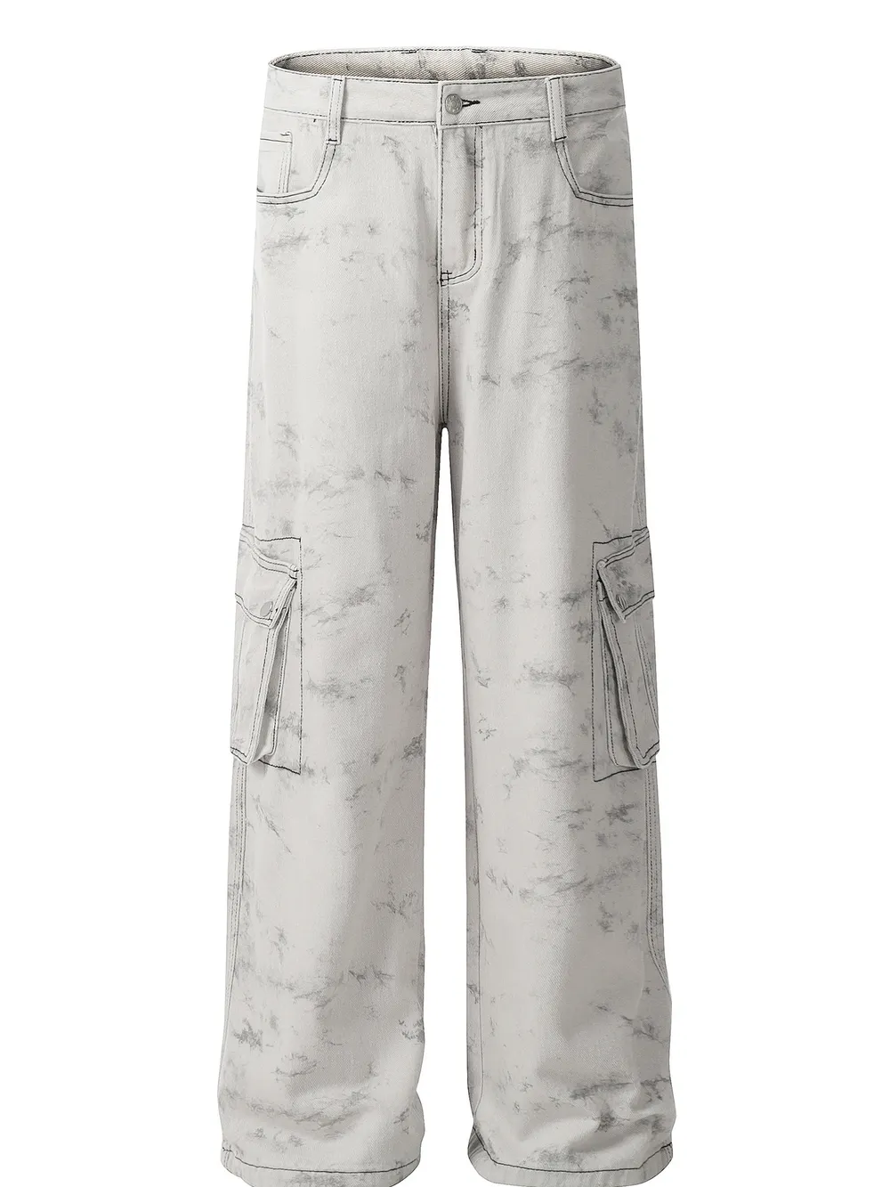 Men's Contrast Stitching Loose Fit Pants, image 2