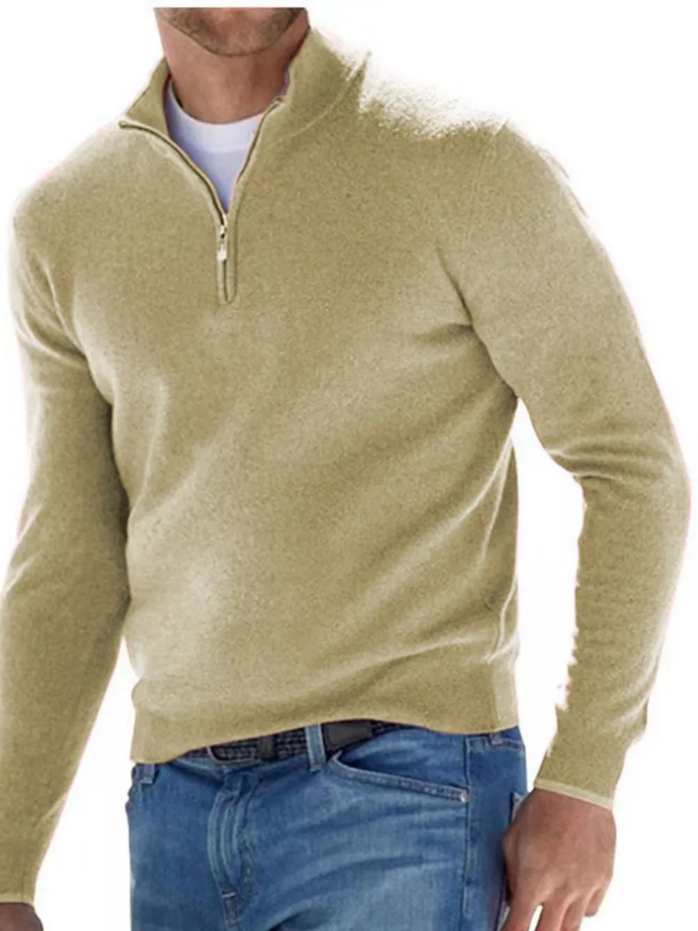 Men's Full Size Quarter-Zip Long Sleeve Sweater Plus Size, image 9