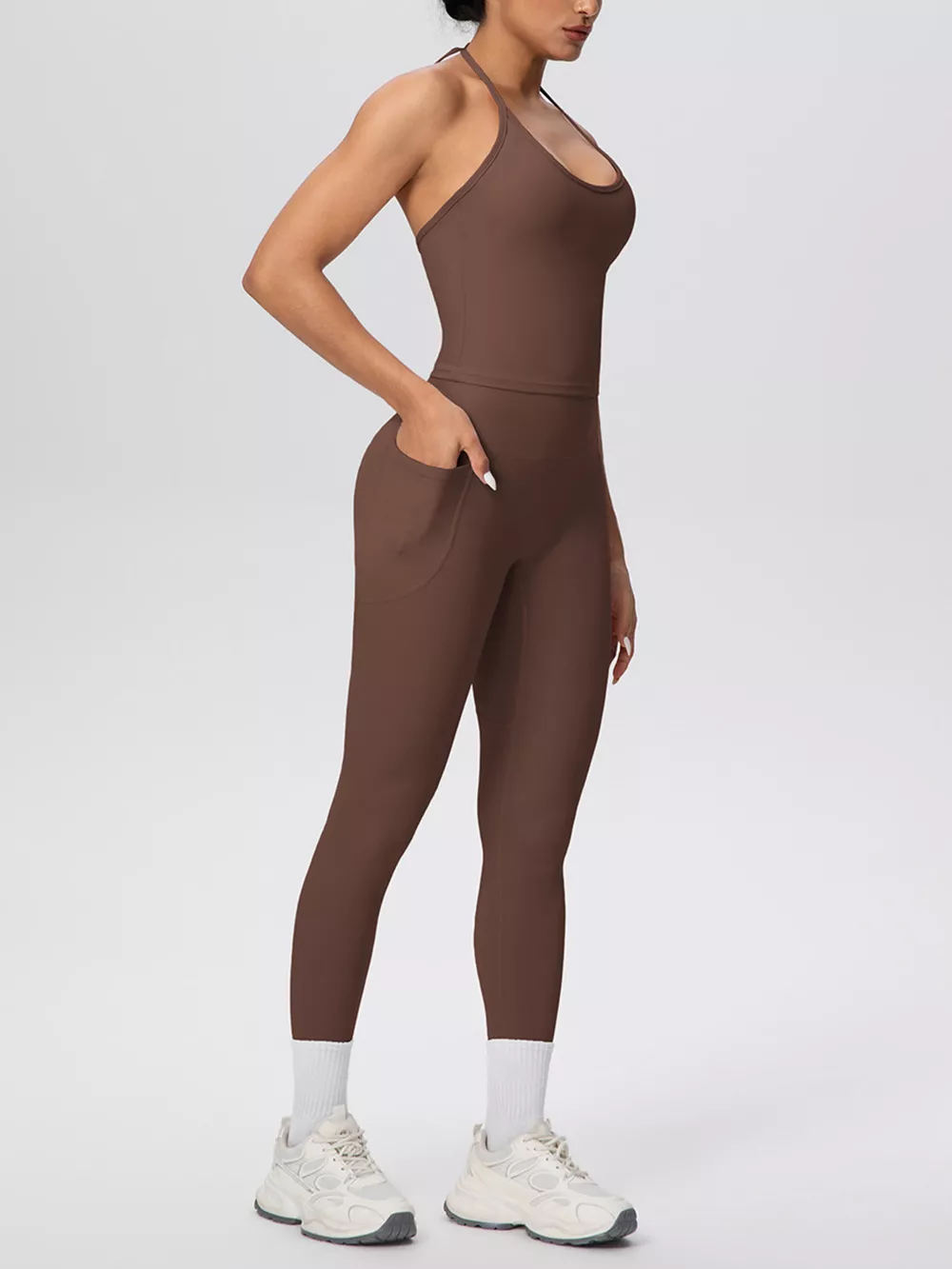 Halter Neck Cami and High-Waisted Leggings Active Set, image 19