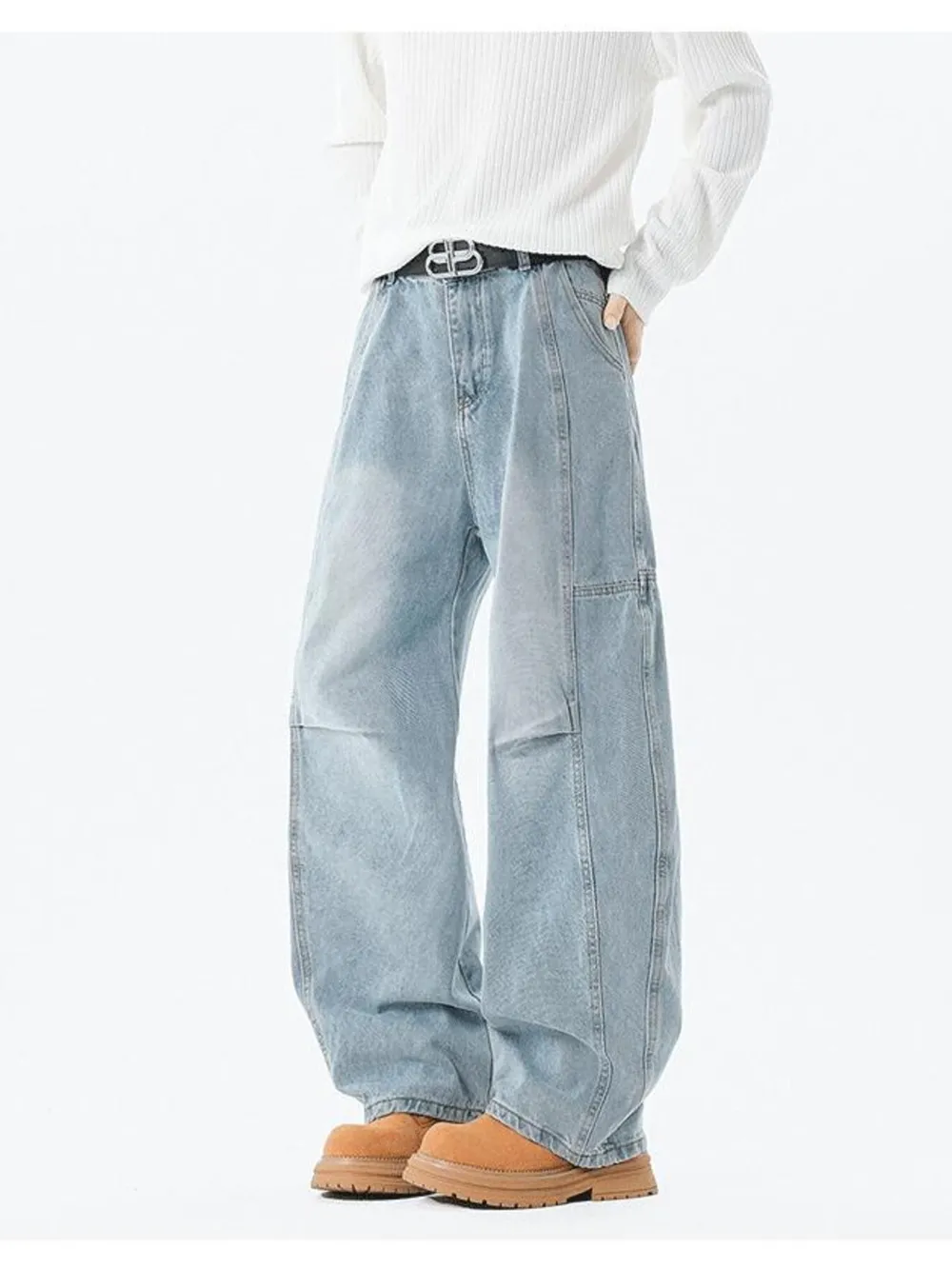 Men's Full Size Wash Wide Leg Jeans Plus Size, image 7