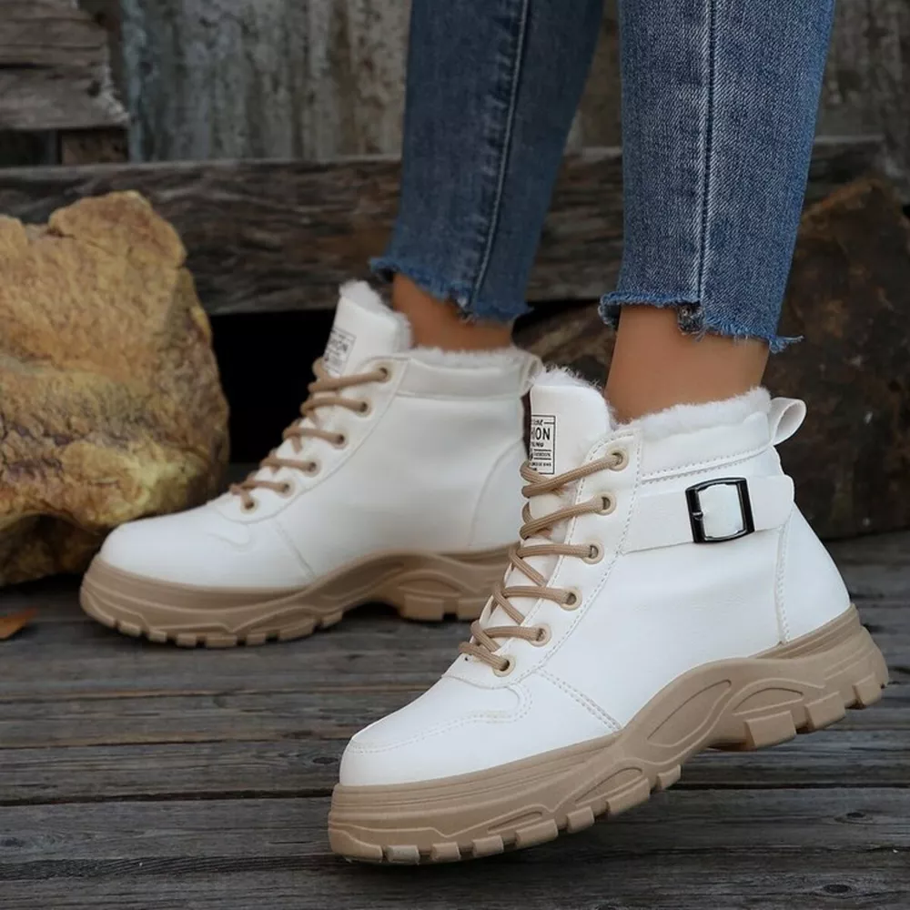 Warm Lined Ankle Boots with Buckle Detail, image 14