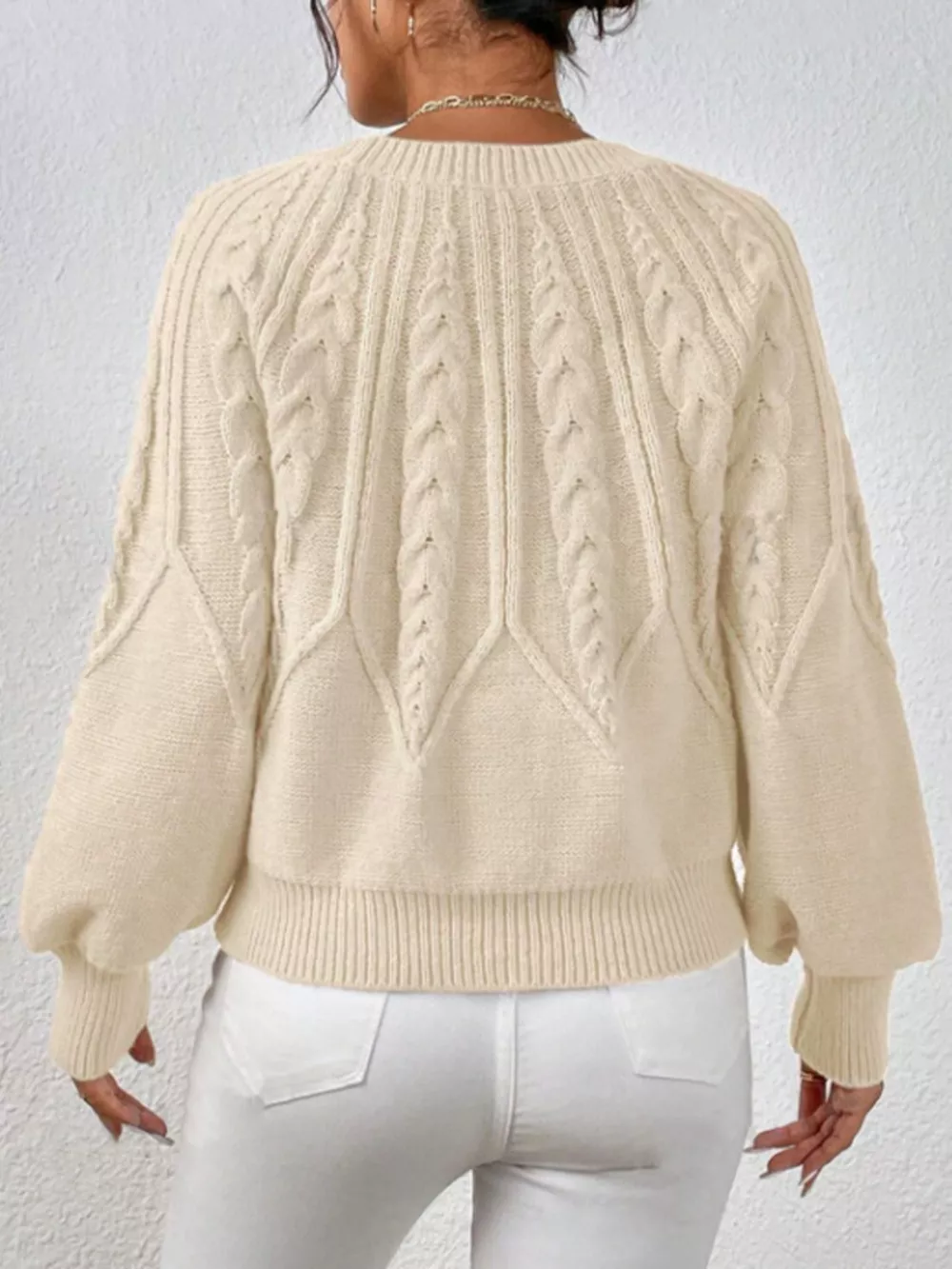 Cable Knit Long Sleeve Sweater, image 26