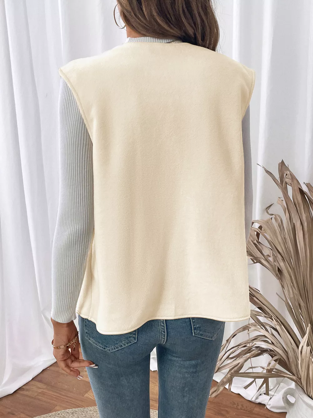 Full Size Open Front Vest Coat Plus Size, image 13