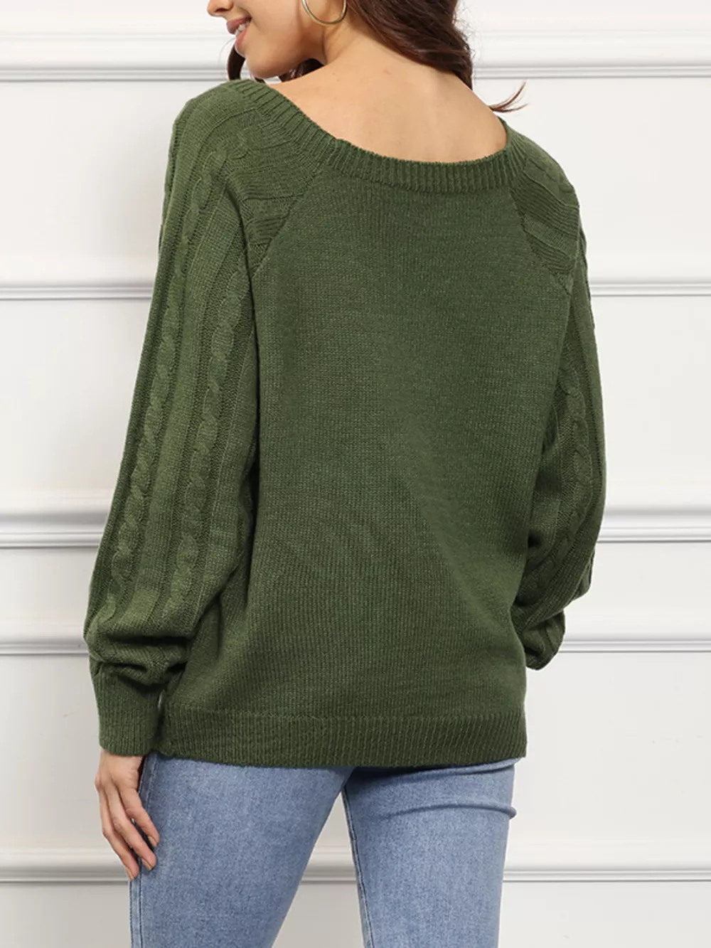 Cable Knit Boat Neck Sweater, image 7