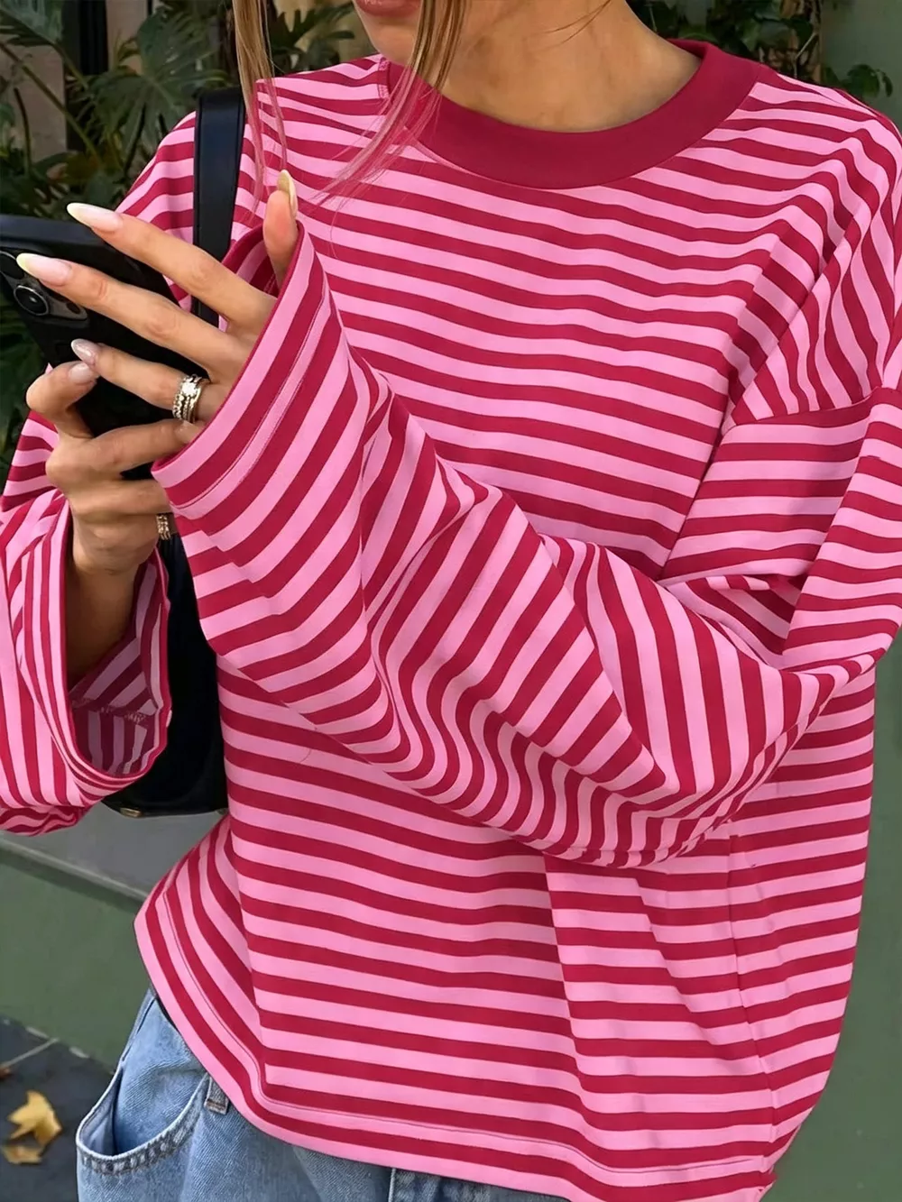 Full Size Casual Long-Sleeve Striped Crew Neck T-Shirt Plus Size, image 13