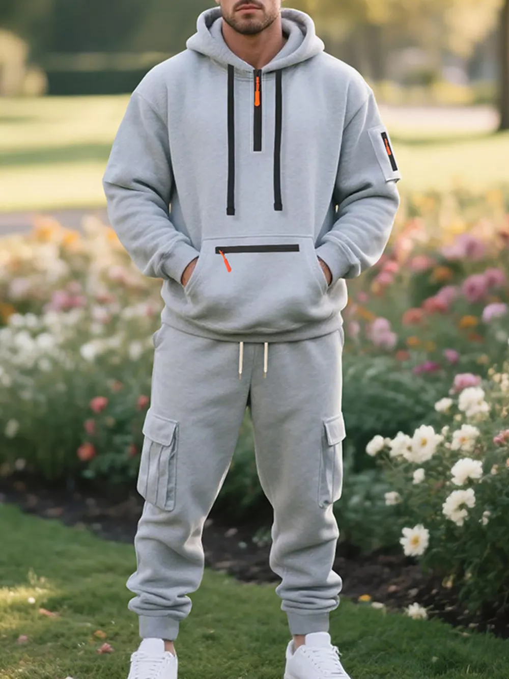 Men's Plus Size Tactical Cargo Hoodie and Jogger Set, image 9