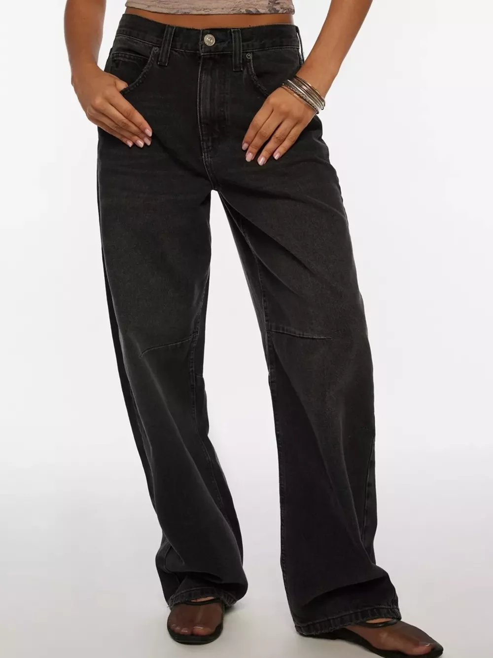 Vintage Wash Wide Leg Jeans