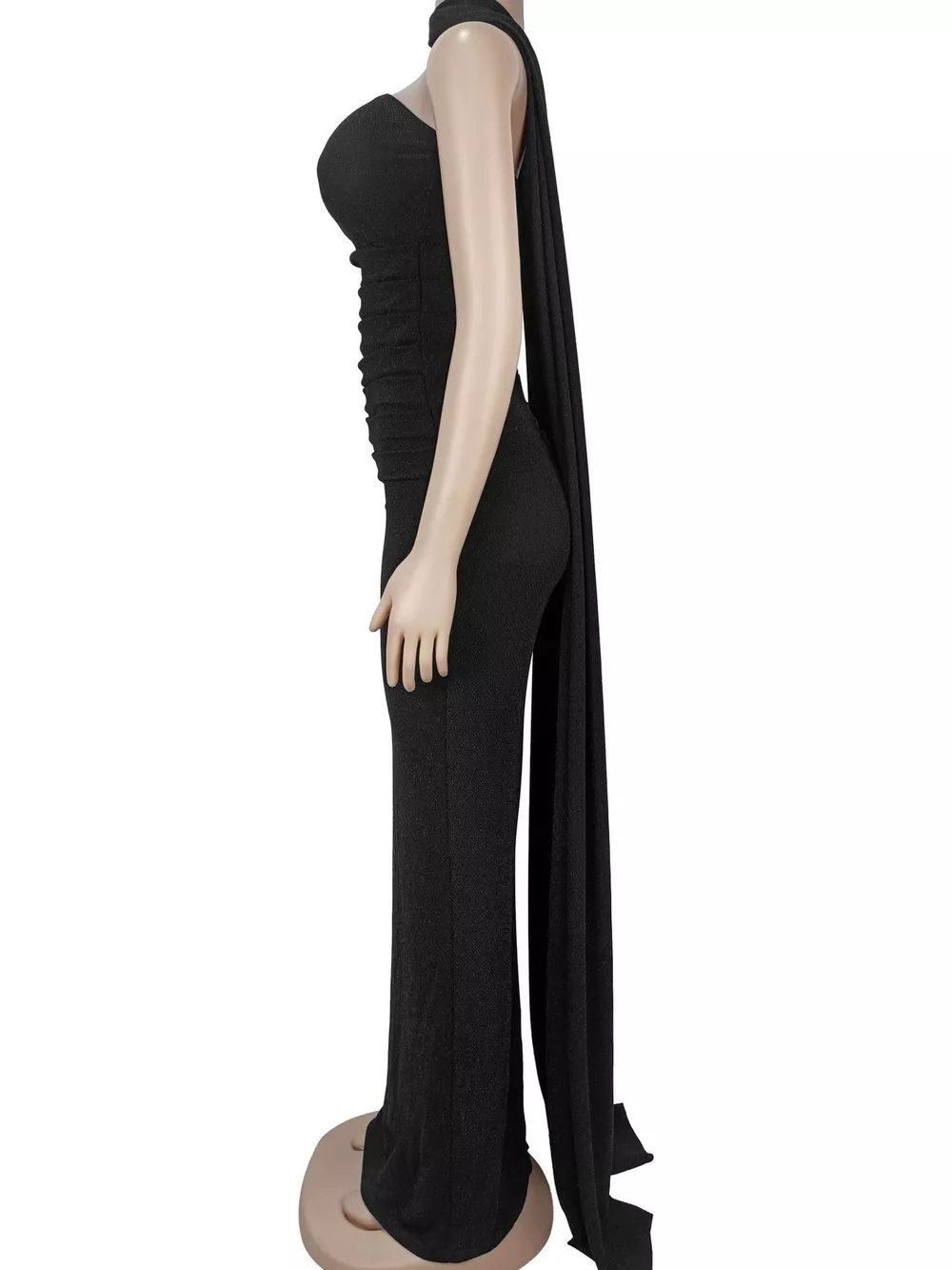 Slit Glitter Tube Maxi Dress with Scarf, image 8