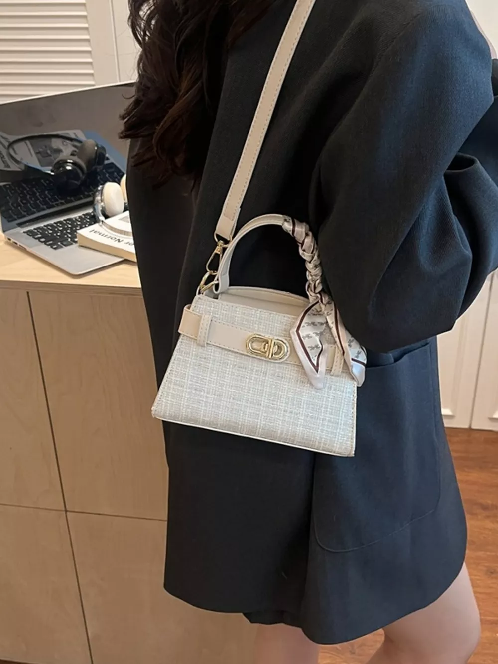 Texture Top Handle Crossbody Bag, image 6
