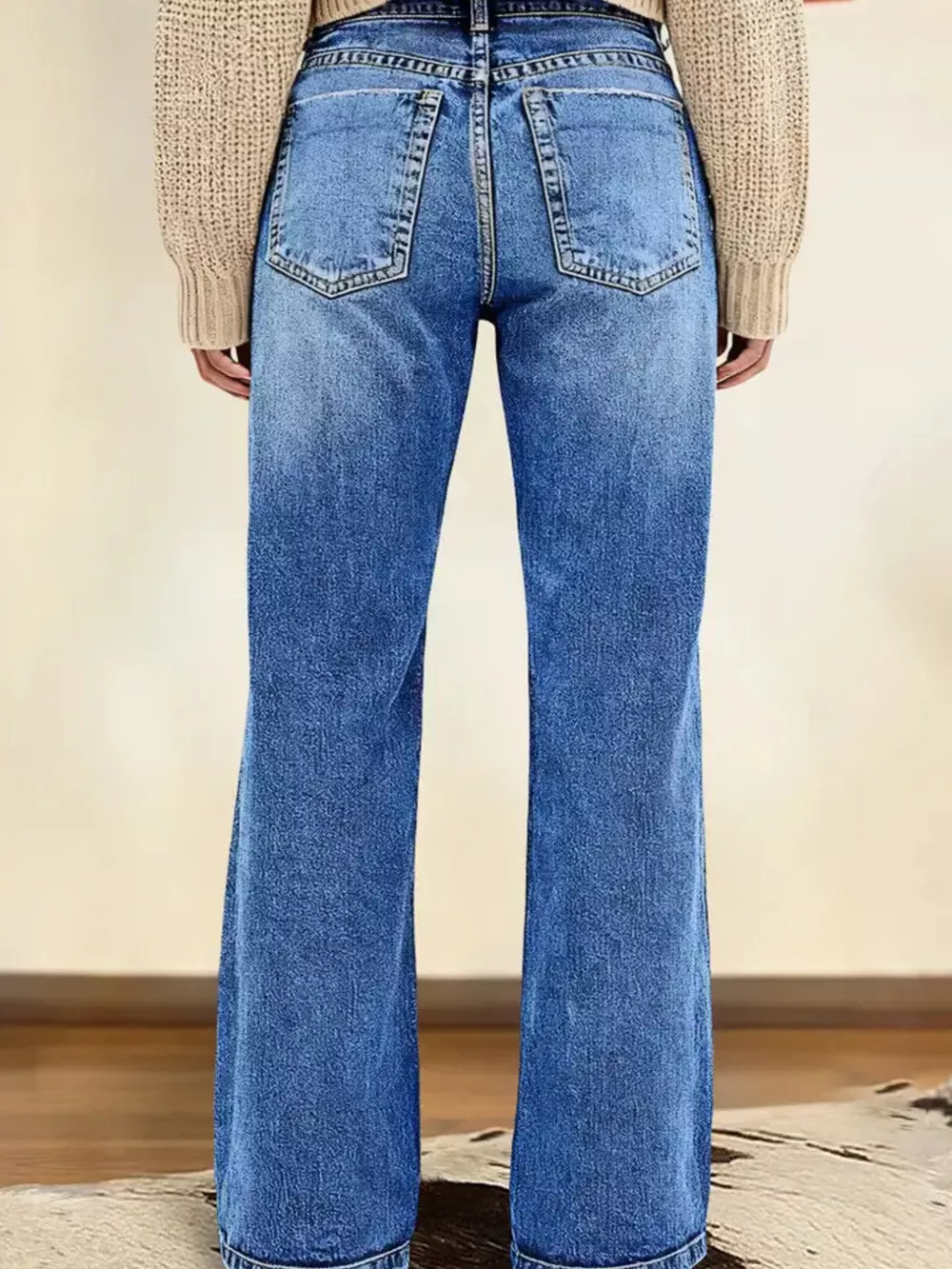 Vintage Wash Straight Leg Jeans, image 4