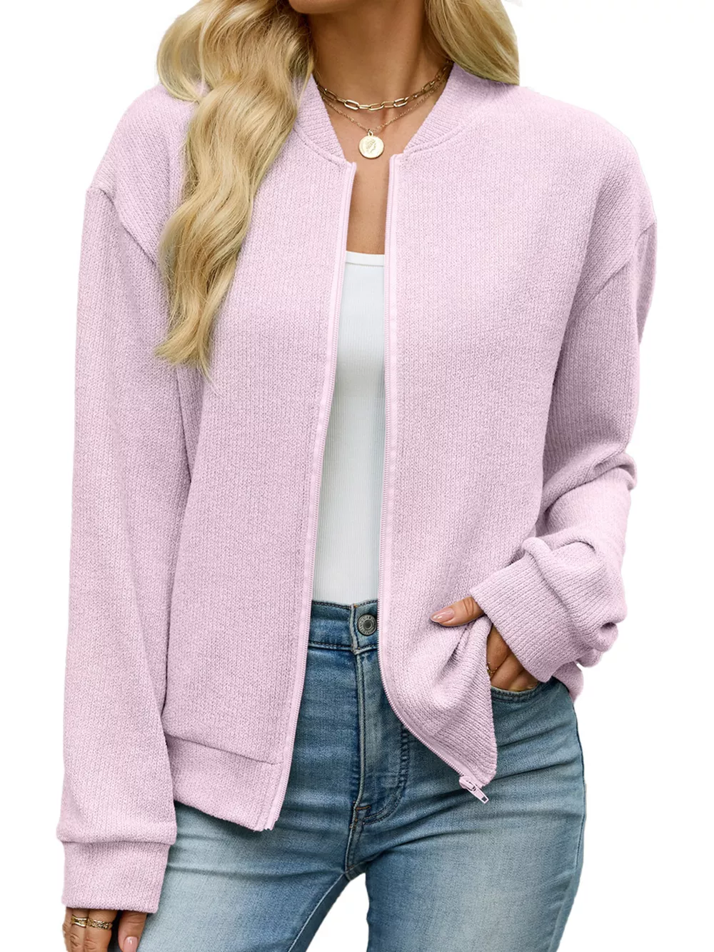 Zip-Up Dropped Shoulder Top, image 20