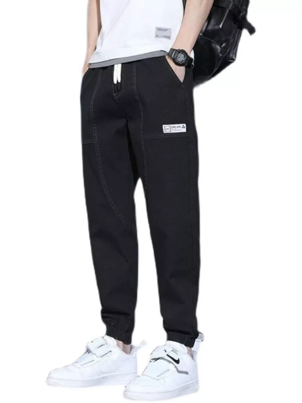 Men's Full Size Casual Drawstring Jeans Plus Size