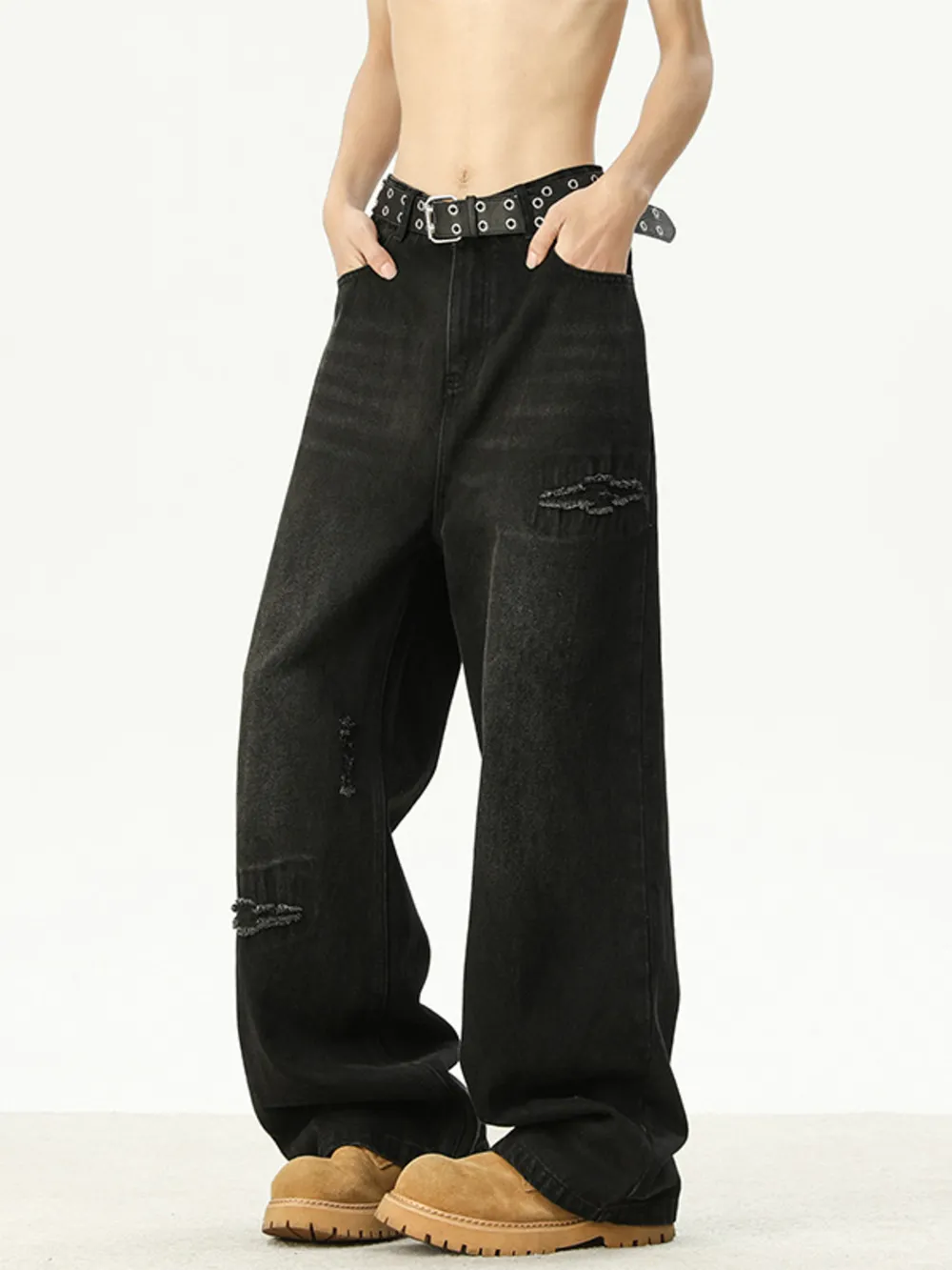 Men's Full Size Distressed Wash Loose Fit Jeans Plus Size, image 7