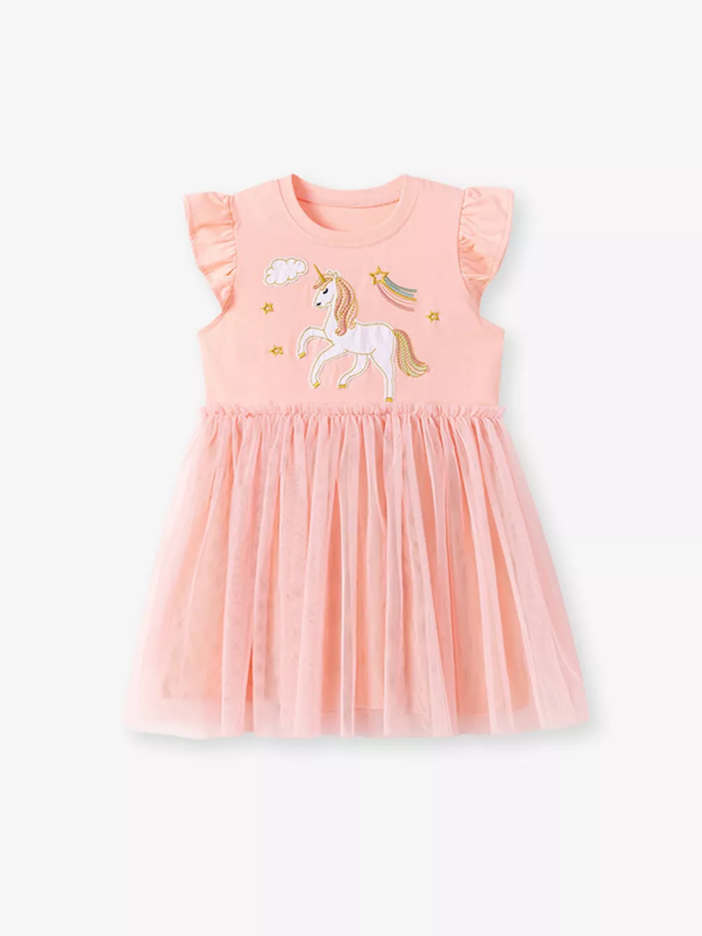 Children's Unicorn Ruffle Sleeve Tulle Dress, image 2