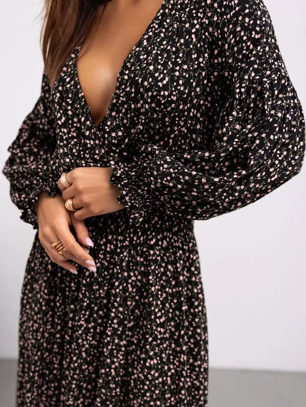 Bohemian Printed Maxi Dress with Plunging Neckline, image 17
