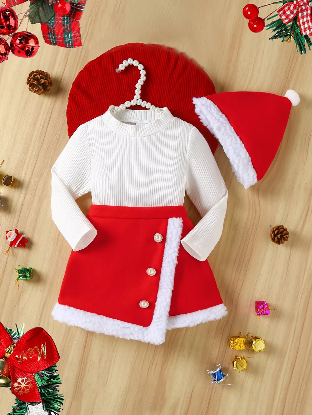 Children's Christmas Outfit Set with Santa Hat