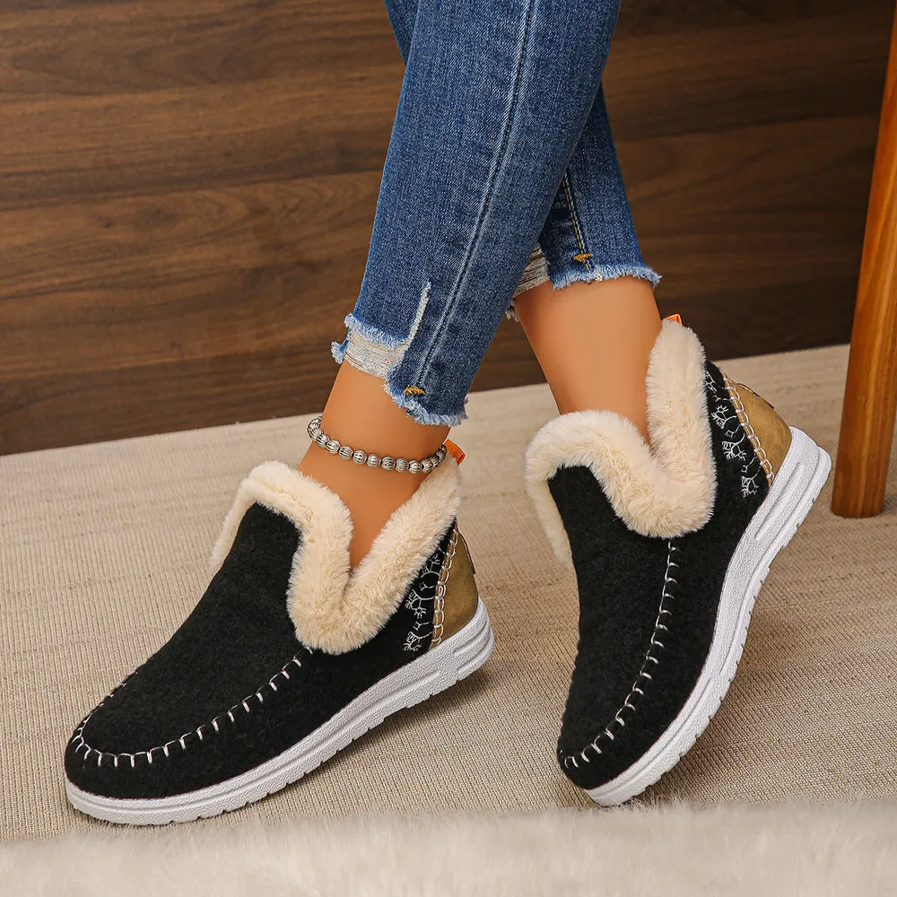 Round Toe Fleece-Lined Ankle Boots, image 5