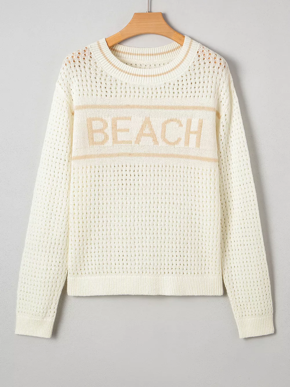 BEACH Hollow Out Knitted Lightweight Dolman Sweater, image 7
