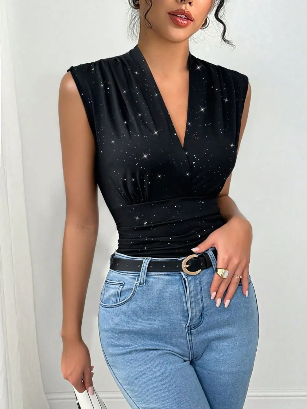 Surplice Sleeveless Slim Blouse, image 6