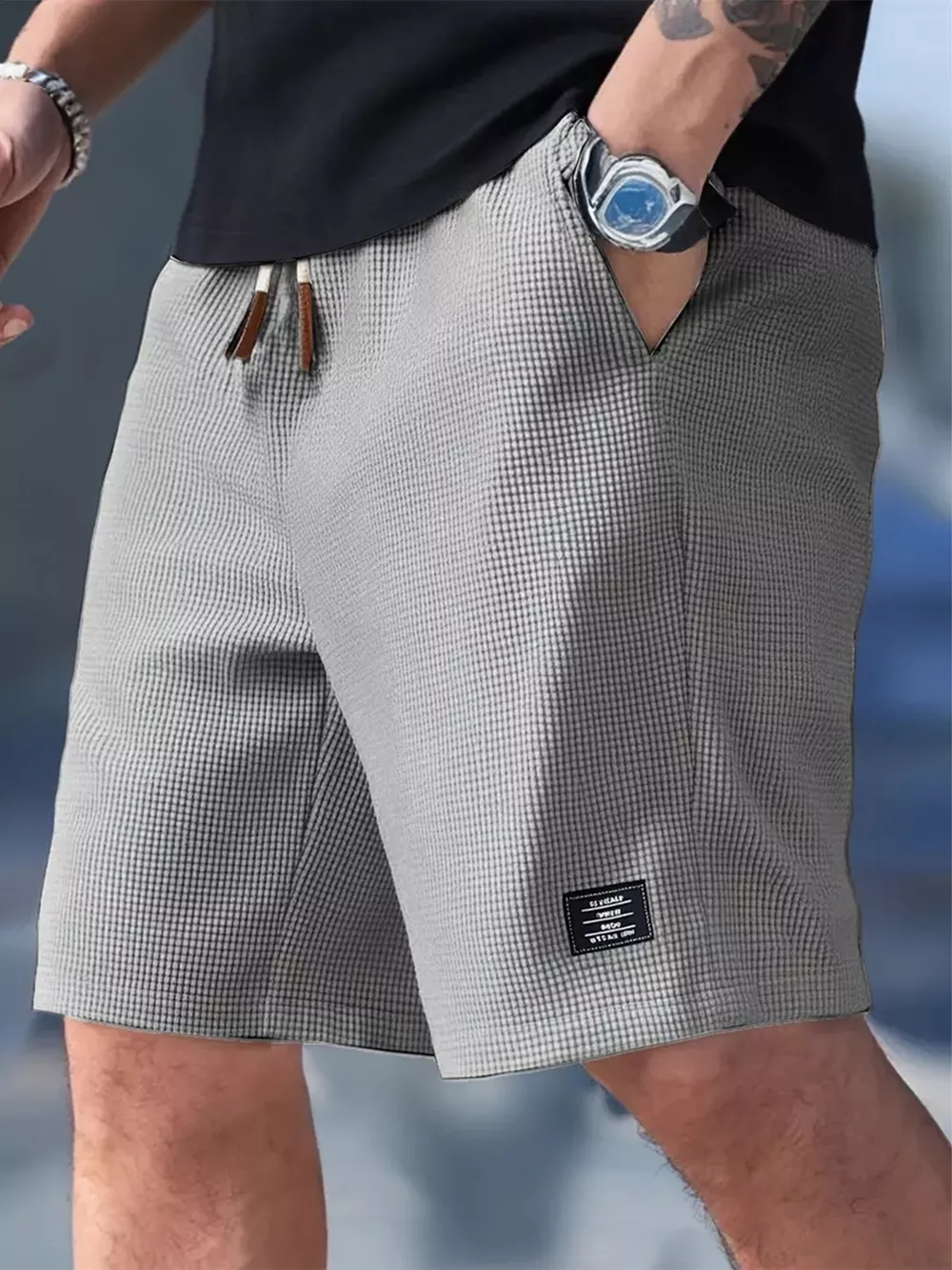 Men's Full Size Waffle Knit Drawstring Casual Shorts Plus Size, image 5