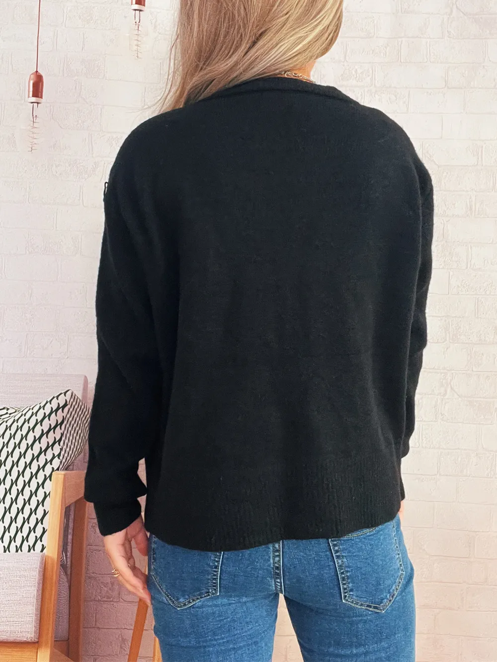 Ribbed Button-Front Knit Cardigan, image 12